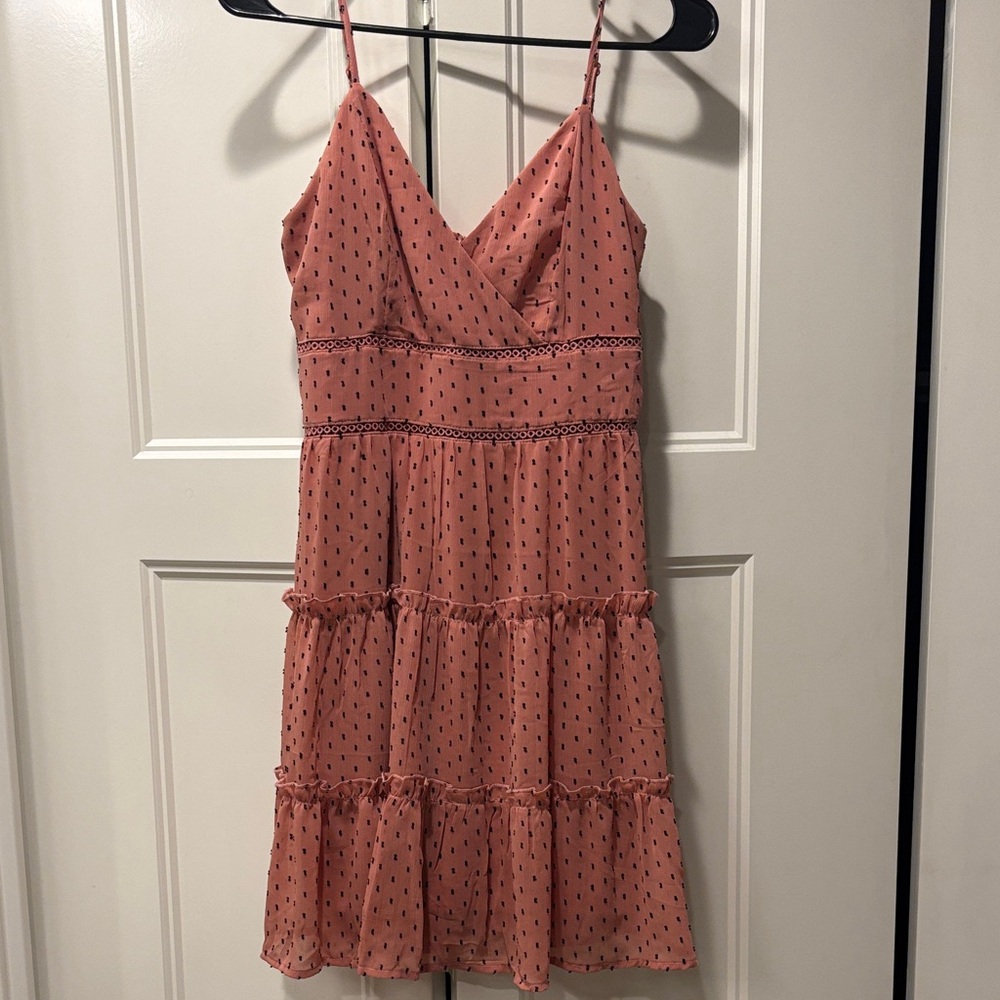 Women’s Pink Tiered Polka Dot Dress
